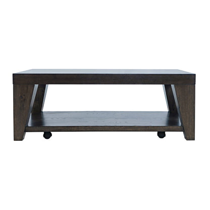 Modern Contemporary 50" Coffee Table with Storage Shelf and Hidden Casters