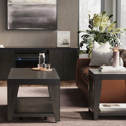 Modern Contemporary 50" Coffee Table with Storage Shelf and Hidden Casters