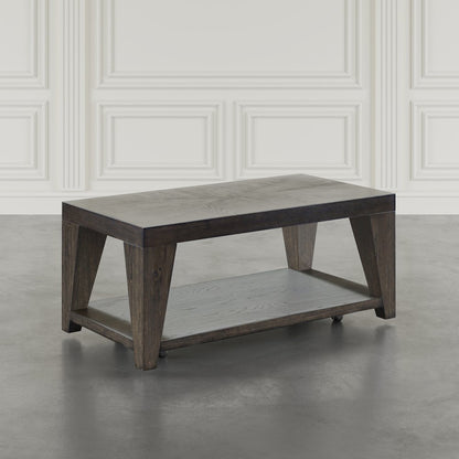 Modern Contemporary 50" Coffee Table with Storage Shelf and Hidden Casters