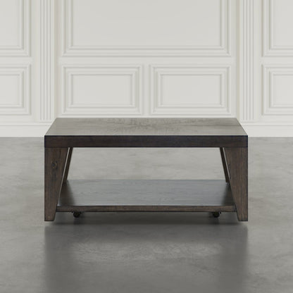 Modern Contemporary 50" Coffee Table with Storage Shelf and Hidden Casters
