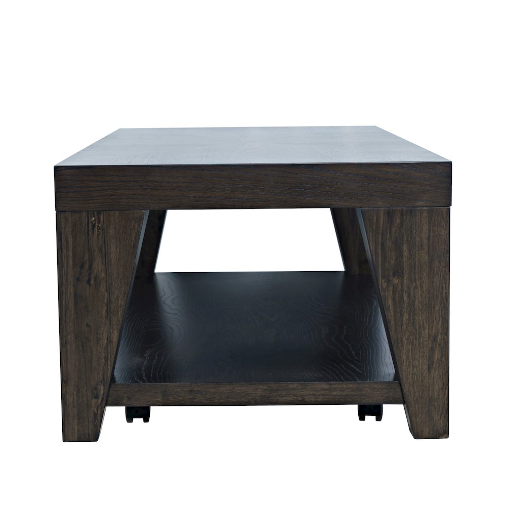 Modern Contemporary 50" Coffee Table with Storage Shelf and Hidden Casters