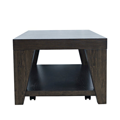 Modern Contemporary 50" Coffee Table with Storage Shelf and Hidden Casters