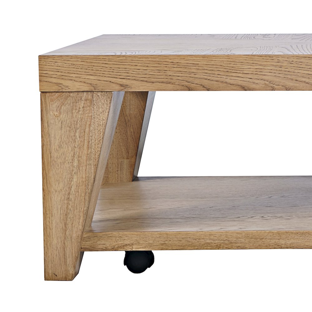 Modern Contemporary 50" Coffee Table with Storage Shelf and Hidden Casters