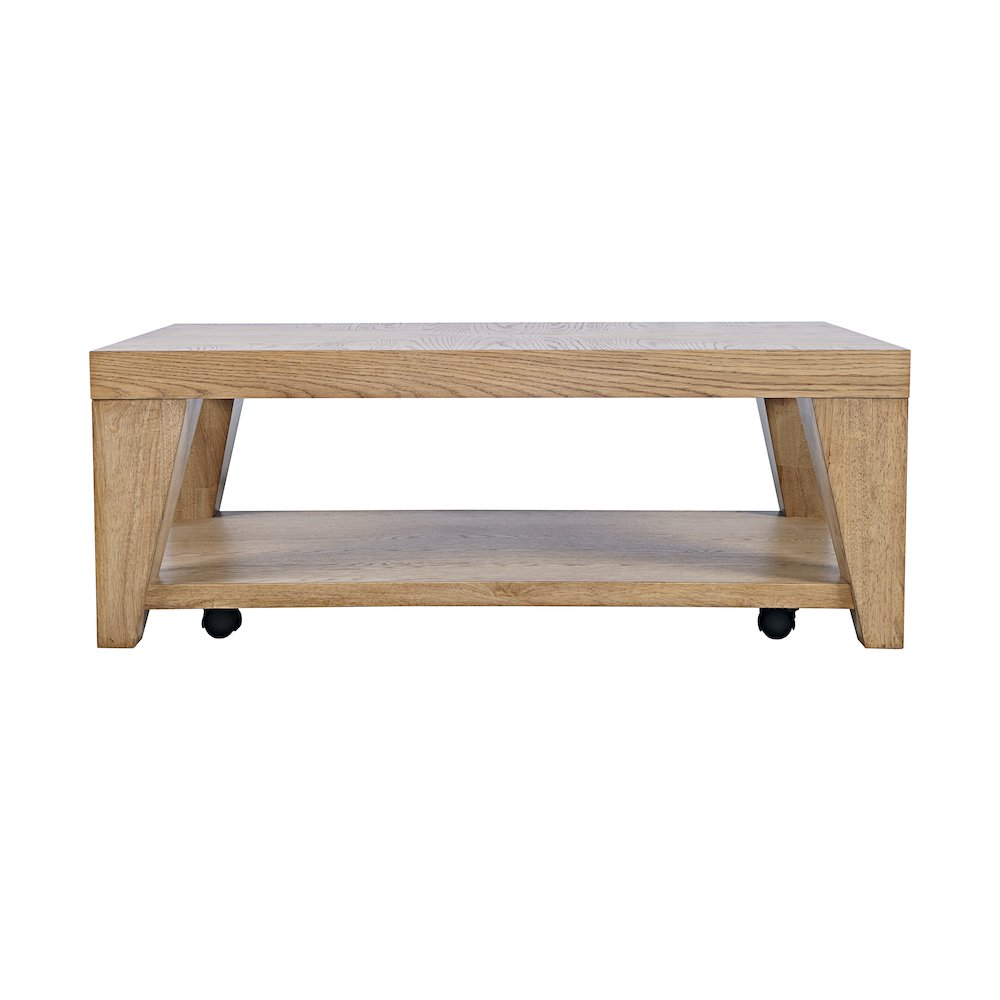 Modern Contemporary 50" Coffee Table with Storage Shelf and Hidden Casters