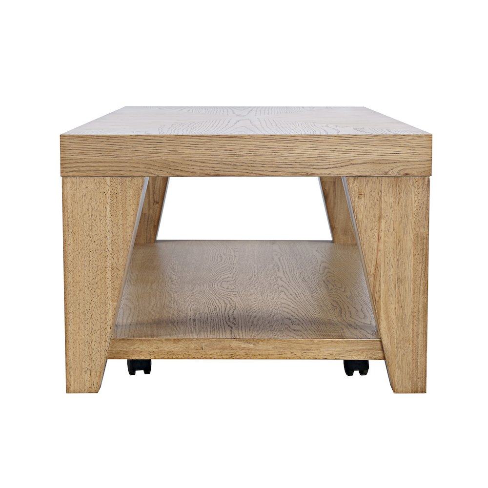 Modern Contemporary 50" Coffee Table with Storage Shelf and Hidden Casters