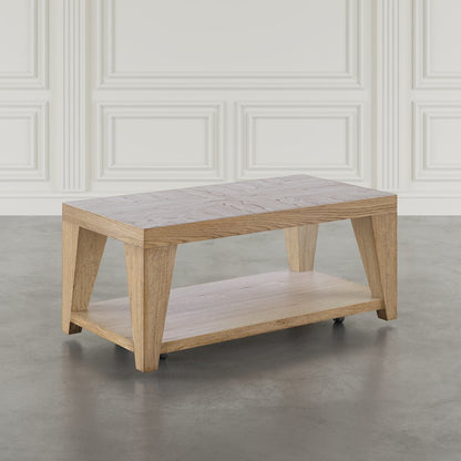 Modern Contemporary 50" Coffee Table with Storage Shelf and Hidden Casters
