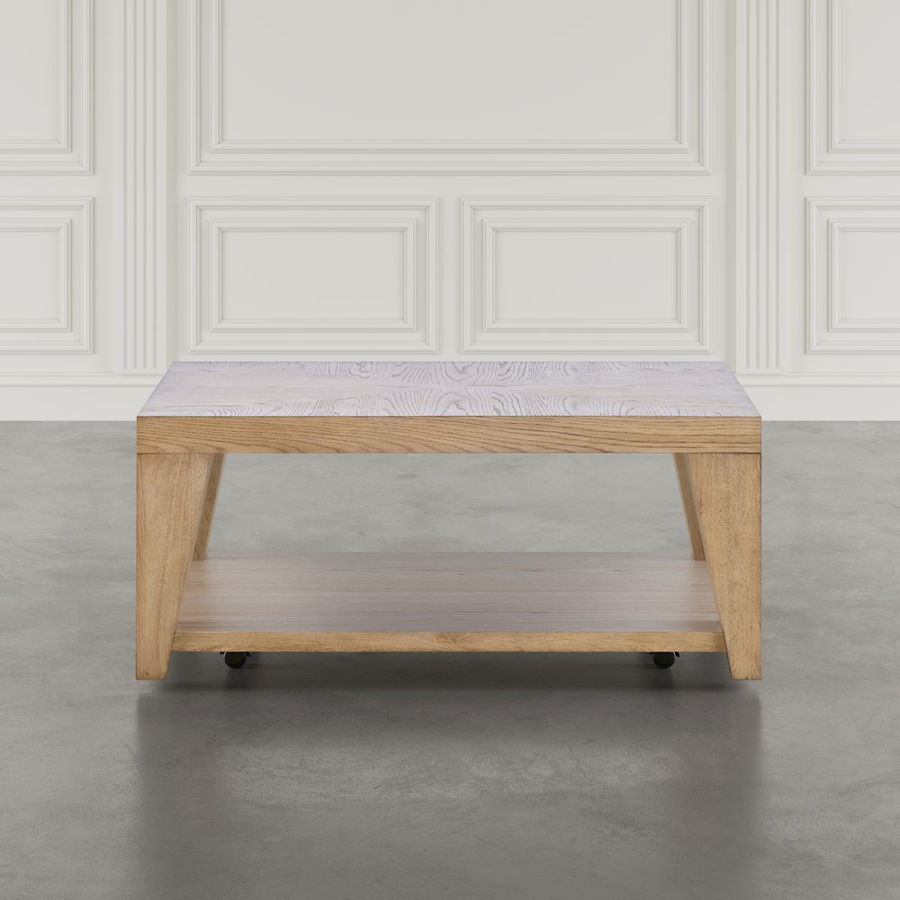 Modern Contemporary 50" Coffee Table with Storage Shelf and Hidden Casters