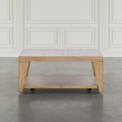 Modern Contemporary 50" Coffee Table with Storage Shelf and Hidden Casters
