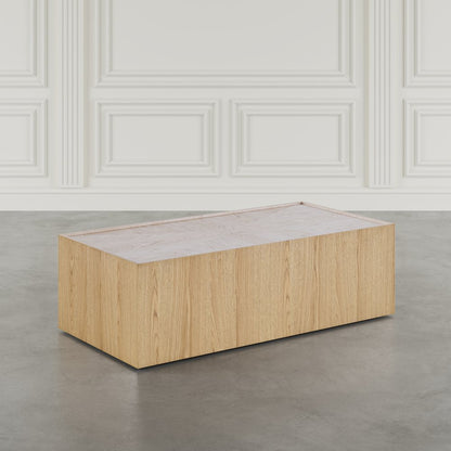 Laurel Creek Modern Contemporary 52" Block Coffee Table with Hidden Casters