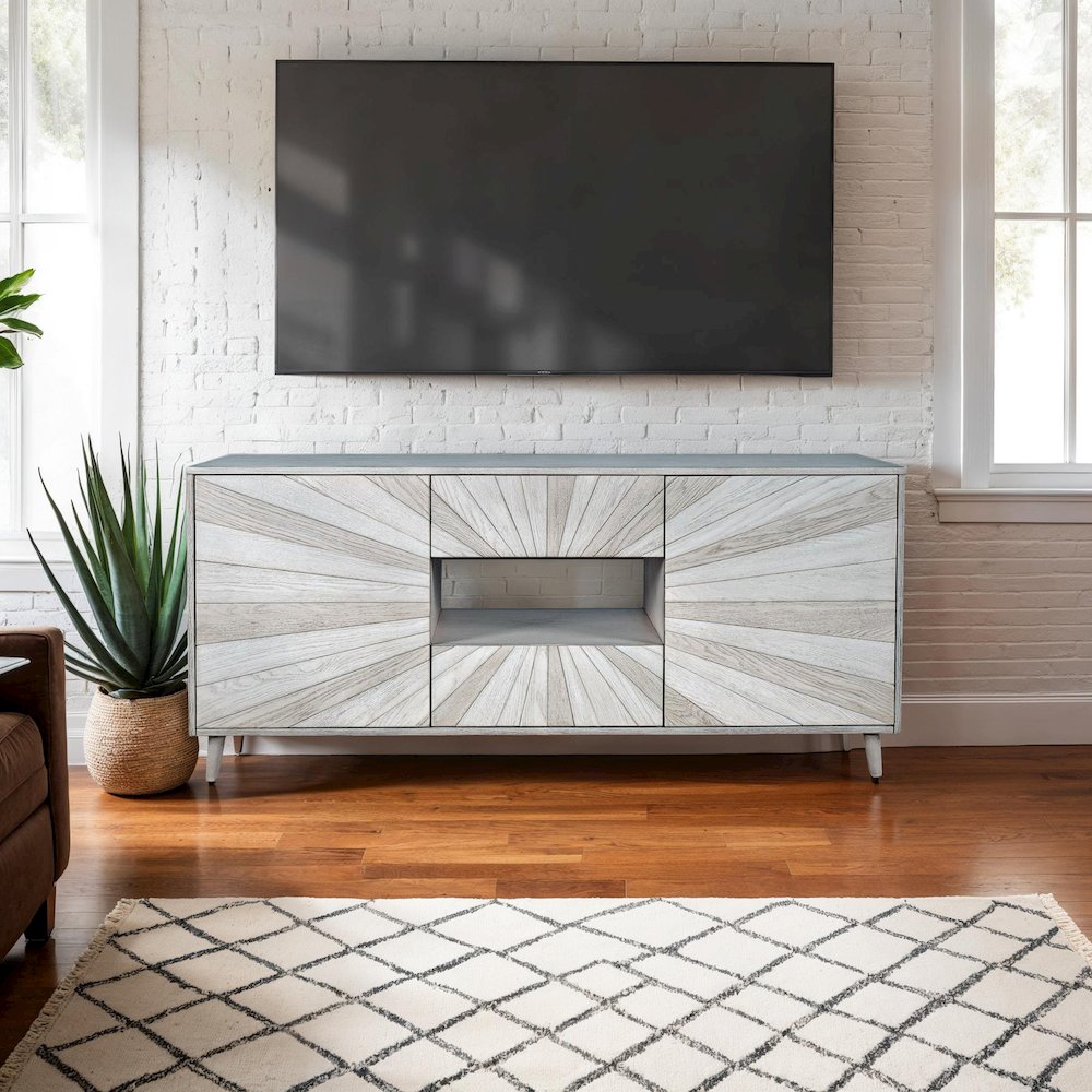 Reece 60" Mid-Century Modern Starburst TV Stand Console Storage Cabinet