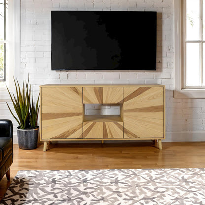 Reece 60" Mid-Century Modern Starburst TV Stand Console Storage Cabinet