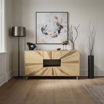 Reece 60" Mid-Century Modern Starburst TV Stand Console Storage Cabinet