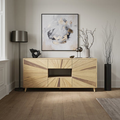 Reece 70" Mid-Century Modern Starburst TV Stand Console Storage Cabinet