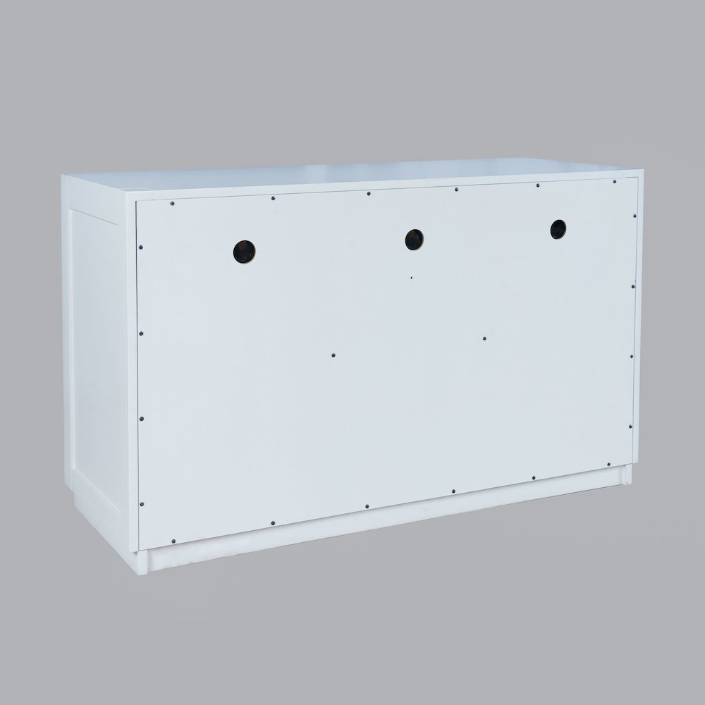 50" Contemporary Media Console with Tempered Glass Doors, Drawers and Shelves
