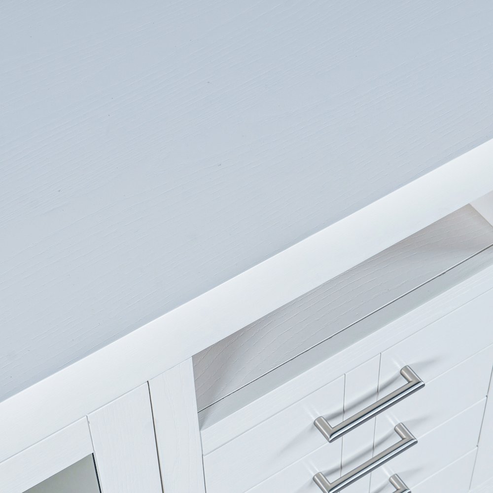 50" Contemporary Media Console with Tempered Glass Doors, Drawers and Shelves