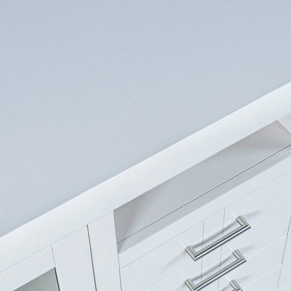 50" Contemporary Media Console with Tempered Glass Doors, Drawers and Shelves