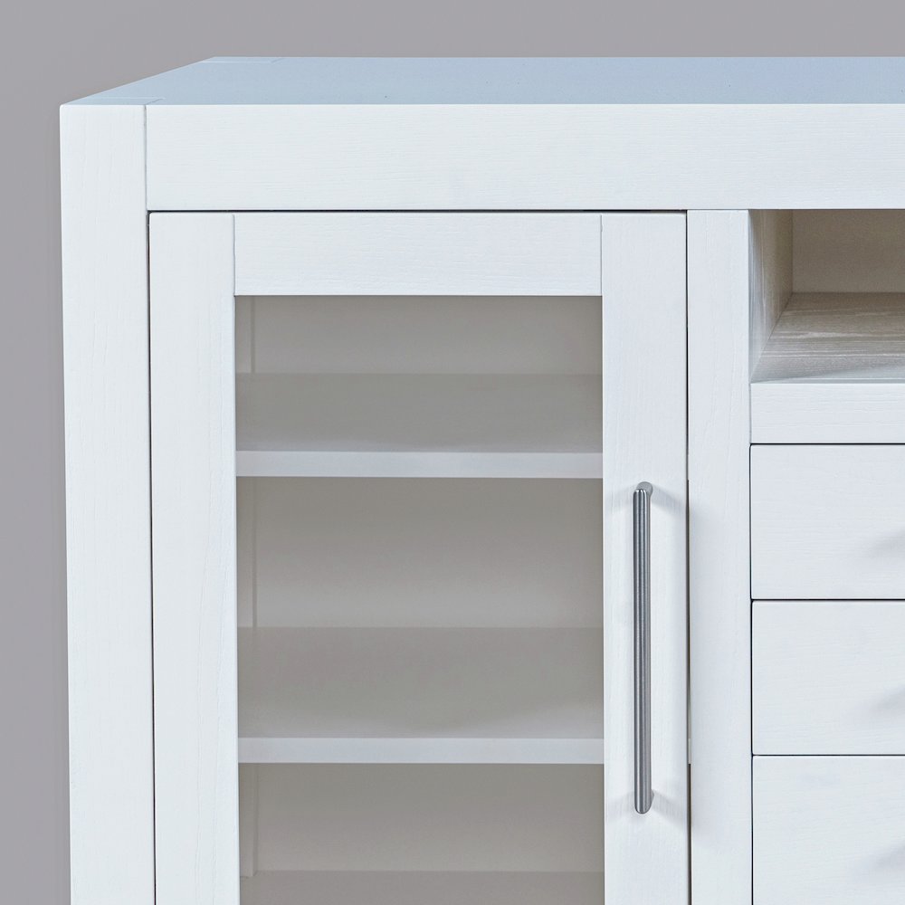 50" Contemporary Media Console with Tempered Glass Doors, Drawers and Shelves