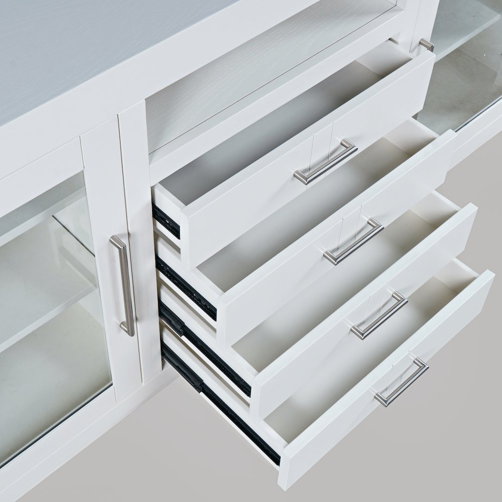 50" Contemporary Media Console with Tempered Glass Doors, Drawers and Shelves