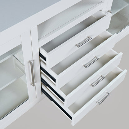50" Contemporary Media Console with Tempered Glass Doors, Drawers and Shelves