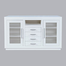 50" Contemporary Media Console with Tempered Glass Doors, Drawers and Shelves