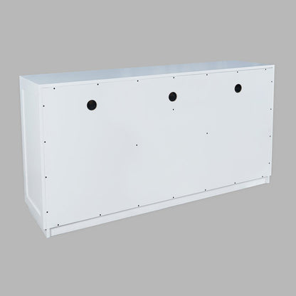 60" Contemporary Media Console with Tempered Glass Doors, Drawers and Shelves