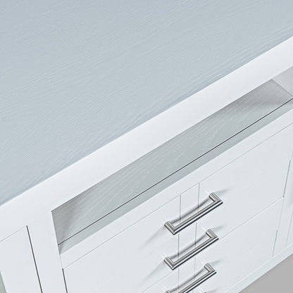 70" Contemporary Media Console with Tempered Glass Doors, Drawers and Shelves