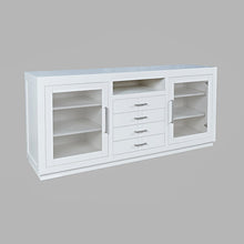 70" Contemporary Media Console with Tempered Glass Doors, Drawers and Shelves