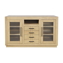 50" Contemporary Media Console with Tempered Glass Doors, Drawers and Shelves