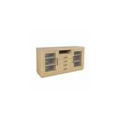 60" Contemporary Media Console with Tempered Glass Doors, Drawers and Shelves