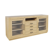 70" Contemporary Media Console with Tempered Glass Doors, Drawers and Shelves