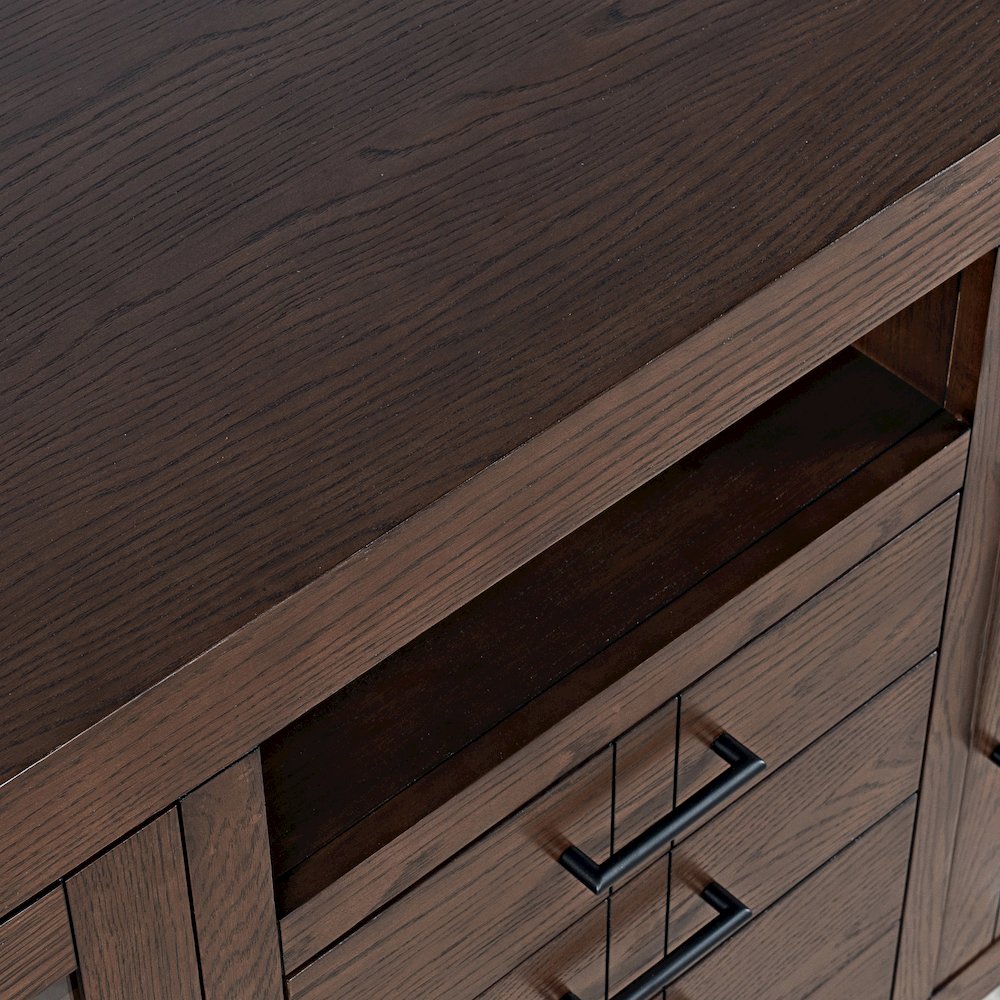 50" Contemporary Media Console with Tempered Glass Doors, Drawers and Shelves