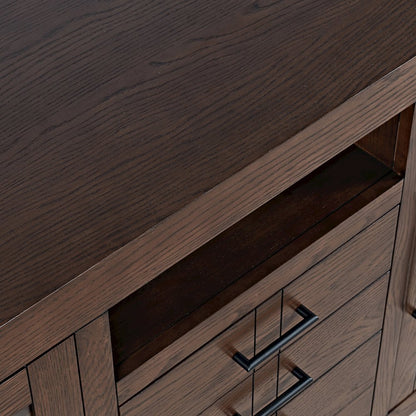50" Contemporary Media Console with Tempered Glass Doors, Drawers and Shelves