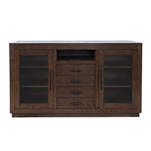 50" Contemporary Media Console with Tempered Glass Doors, Drawers and Shelves