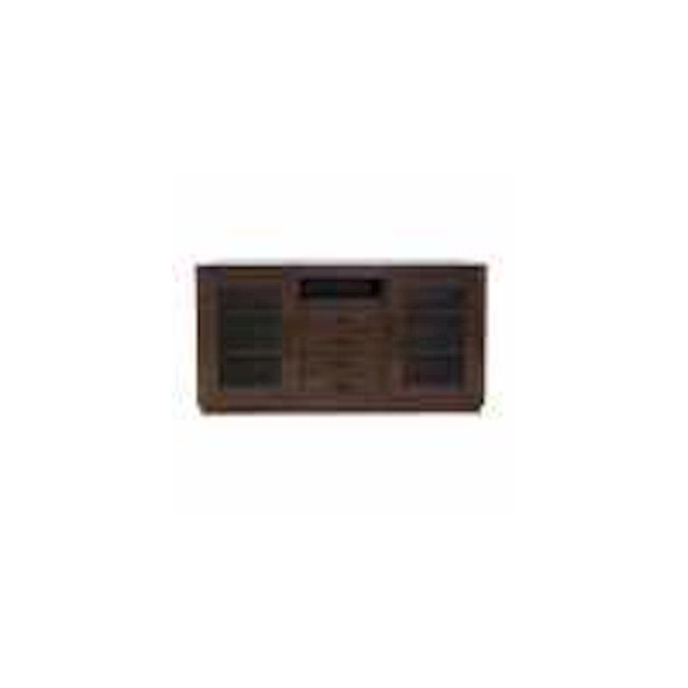 60" Contemporary Media Console with Tempered Glass Doors, Drawers and Shelves