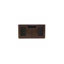 60" Contemporary Media Console with Tempered Glass Doors, Drawers and Shelves