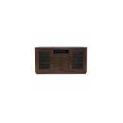 60" Contemporary Media Console with Tempered Glass Doors, Drawers and Shelves