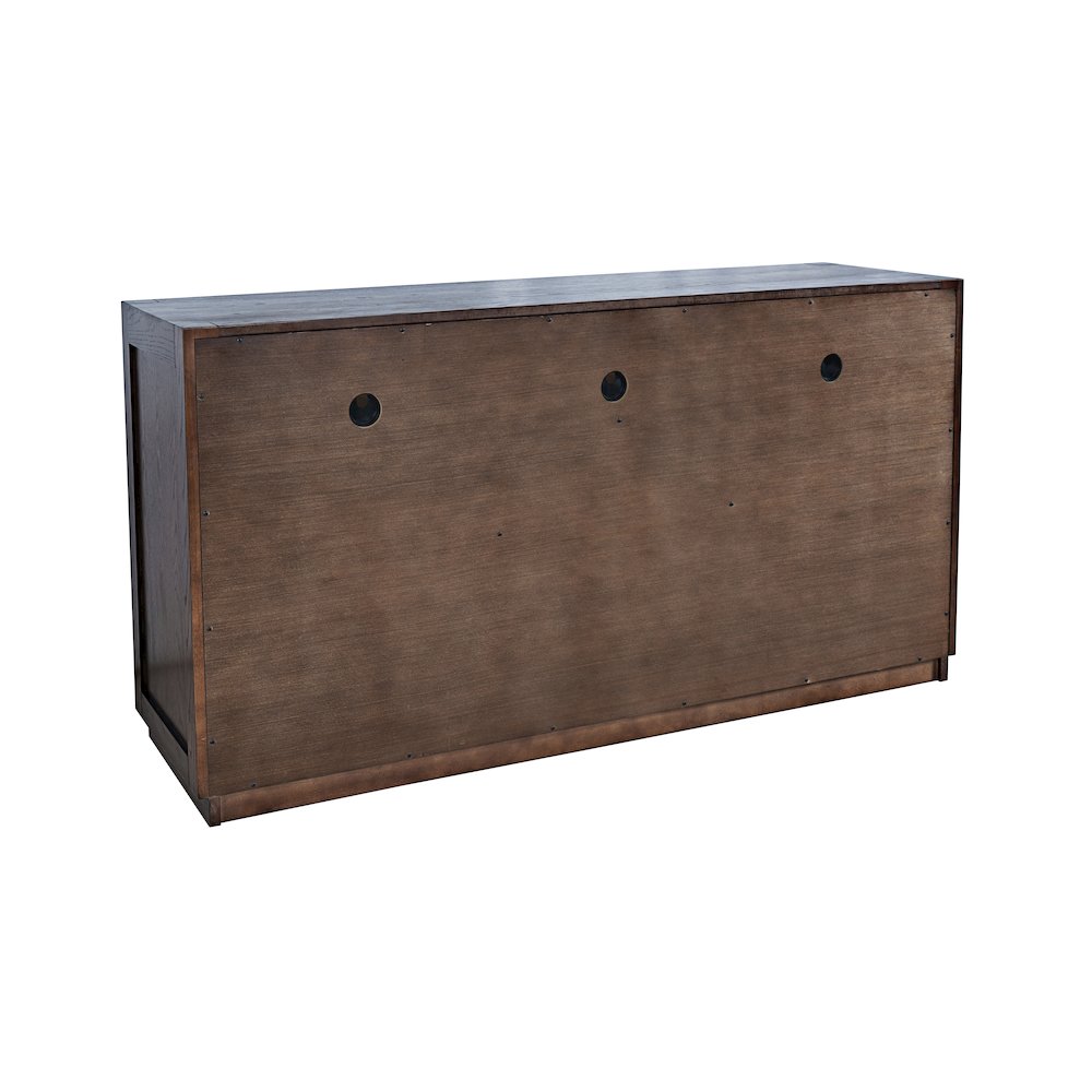 60" Contemporary Media Console with Tempered Glass Doors, Drawers and Shelves