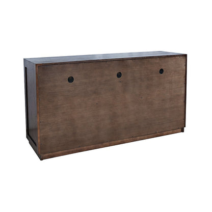 60" Contemporary Media Console with Tempered Glass Doors, Drawers and Shelves