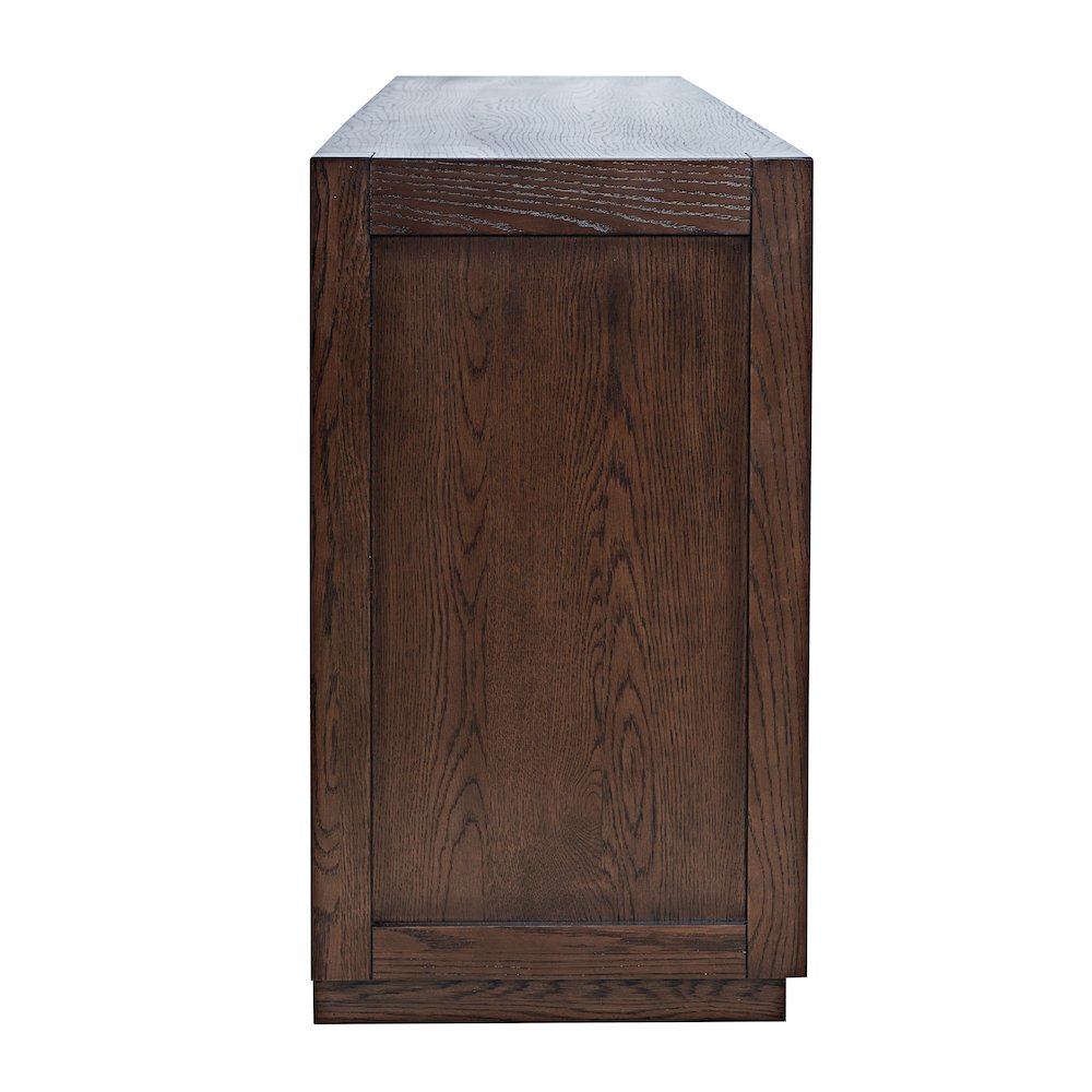 60" Contemporary Media Console with Tempered Glass Doors, Drawers and Shelves