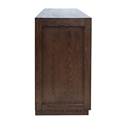 60" Contemporary Media Console with Tempered Glass Doors, Drawers and Shelves