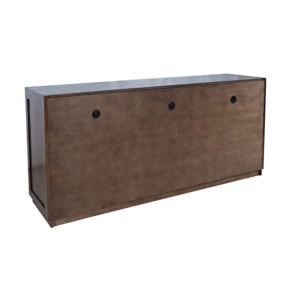 70" Contemporary Media Console with Tempered Glass Doors, Drawers and Shelves