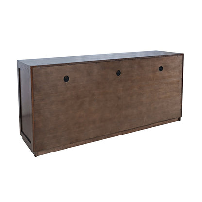 70" Contemporary Media Console with Tempered Glass Doors, Drawers and Shelves