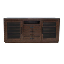70" Contemporary Media Console with Tempered Glass Doors, Drawers and Shelves