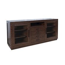 70" Contemporary Media Console with Tempered Glass Doors, Drawers and Shelves
