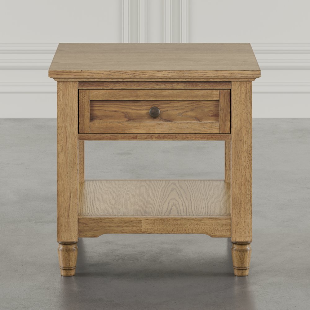 Brentwood Modern Transitional 24" Square End Table with Drawer and Storage Shelf