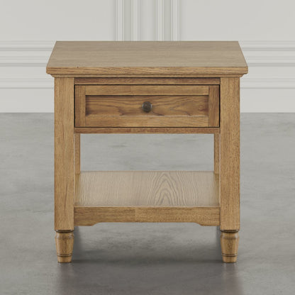 Brentwood Modern Transitional 24" Square End Table with Drawer and Storage Shelf
