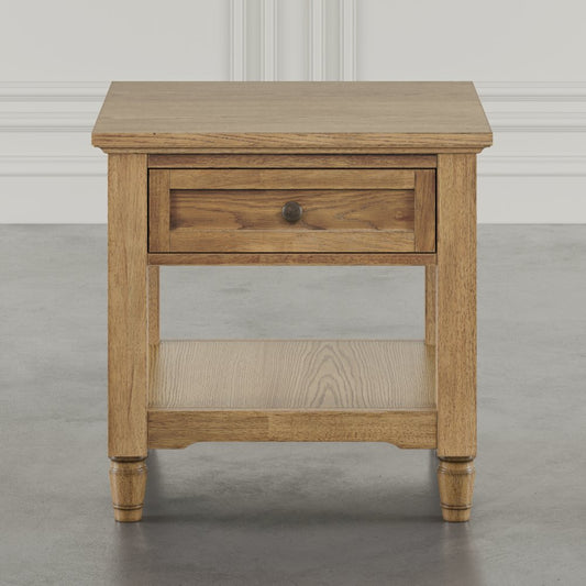 Brentwood Modern Transitional 24" Square End Table with Drawer and Storage Shelf