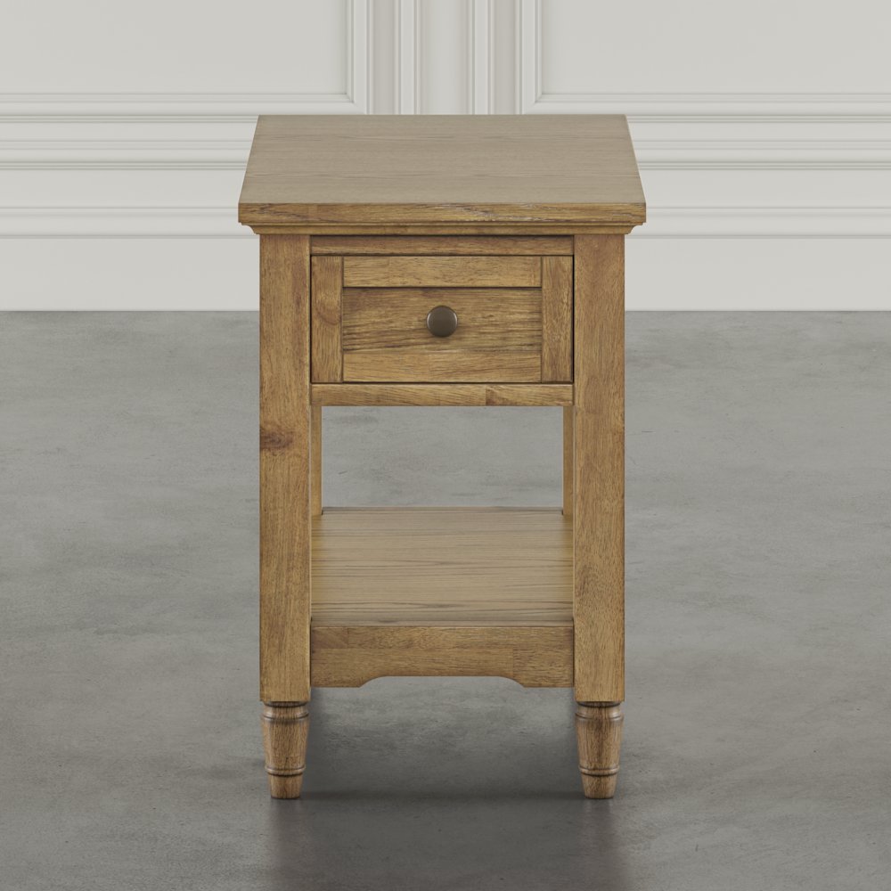 Brentwood Modern Transitional Chairside End Table with Drawer and Storage Shelf