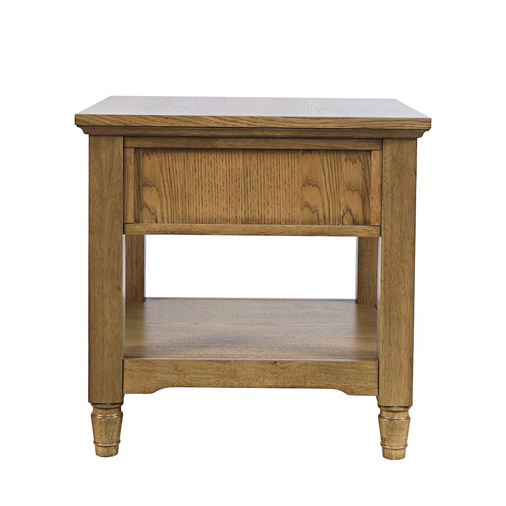 Brentwood Modern Transitional 24" Square End Table with Drawer and Storage Shelf