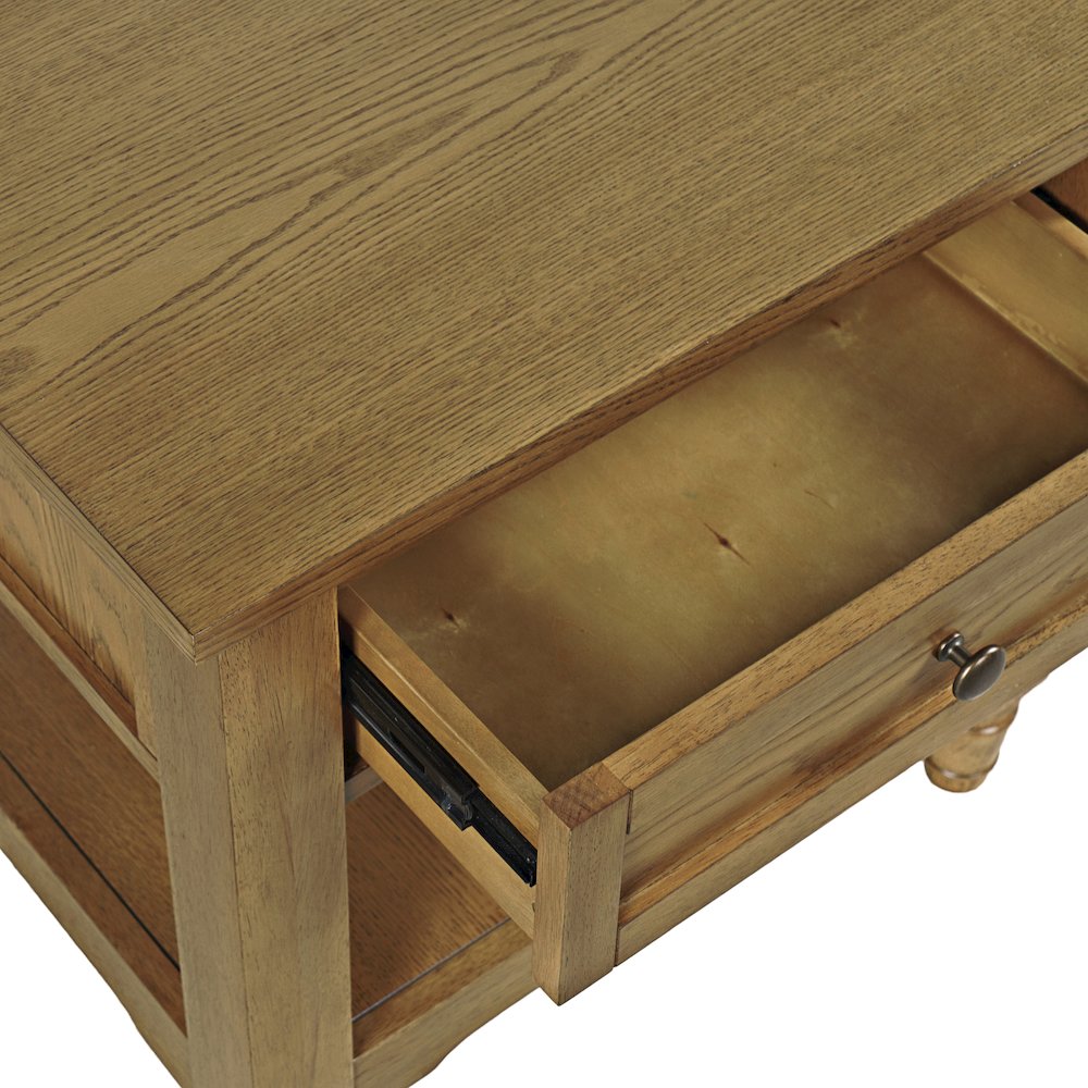 Brentwood Modern Transitional 24" Square End Table with Drawer and Storage Shelf